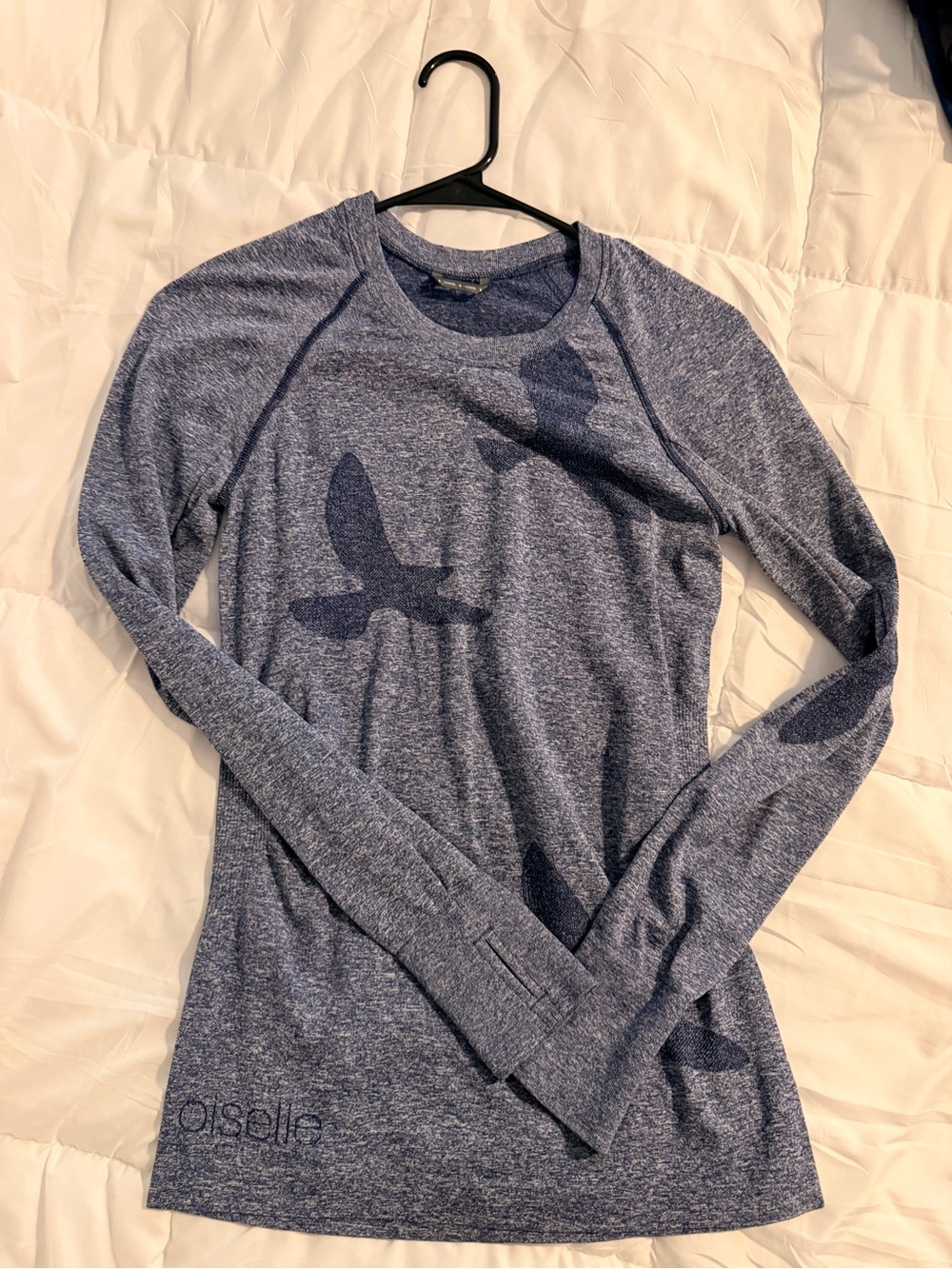 oiselle Heathered Navy-Blue Long Sleeve Performance Tee